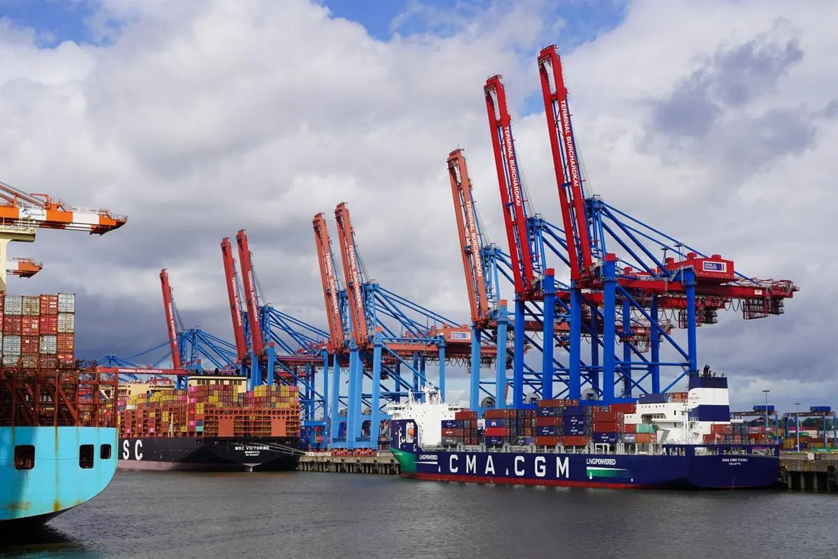Shipping containers at a port terminal for international household relocation